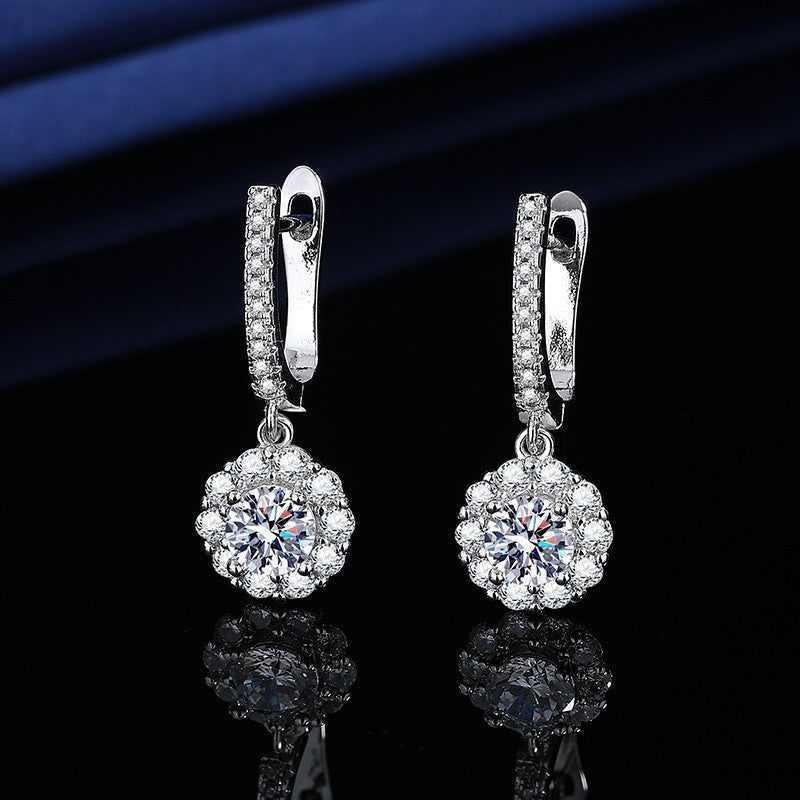 Moissanite Ear Female With Hearts Sterling Earrings