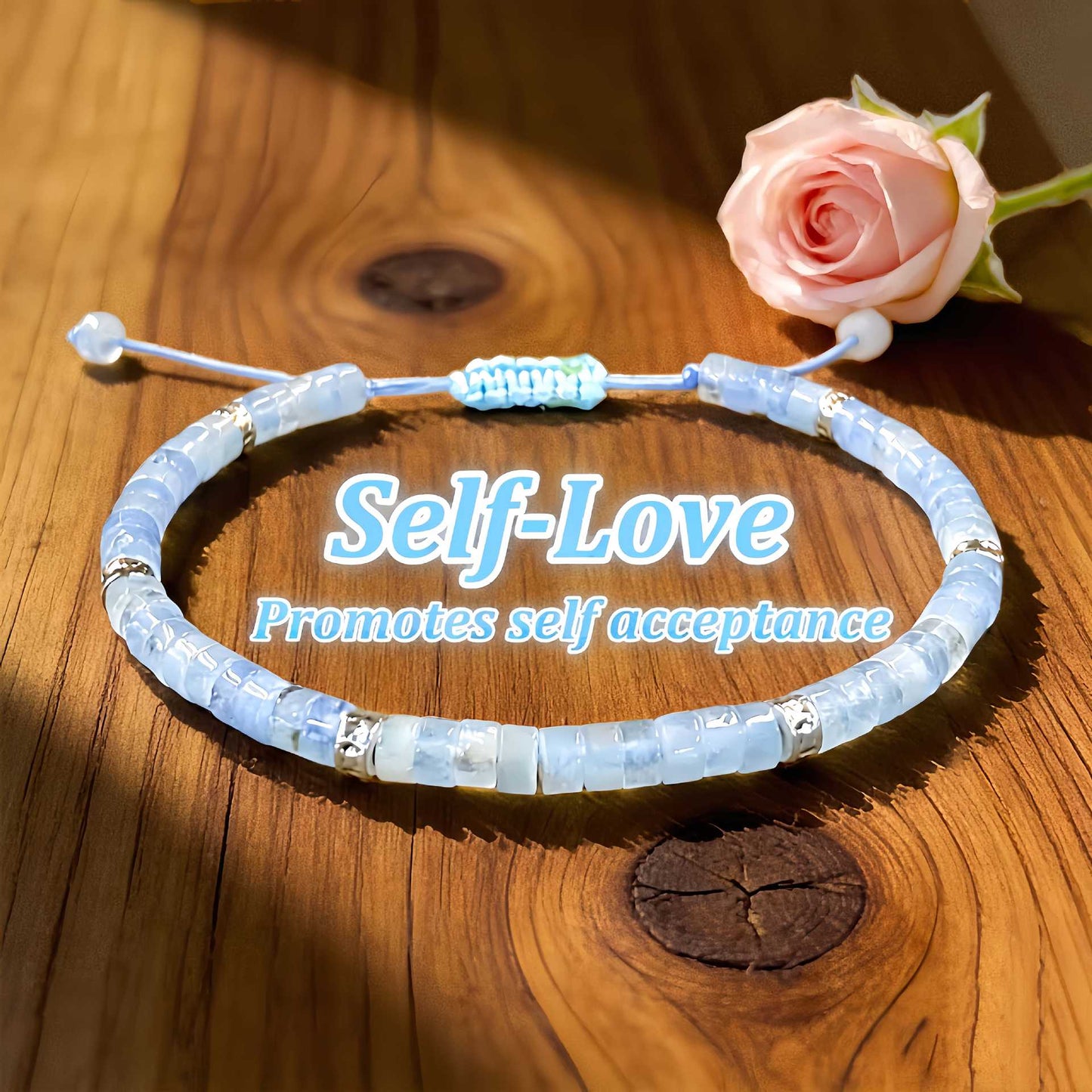 Xi Natural Aquamarine Adjustable Self-love Theme Bracelet