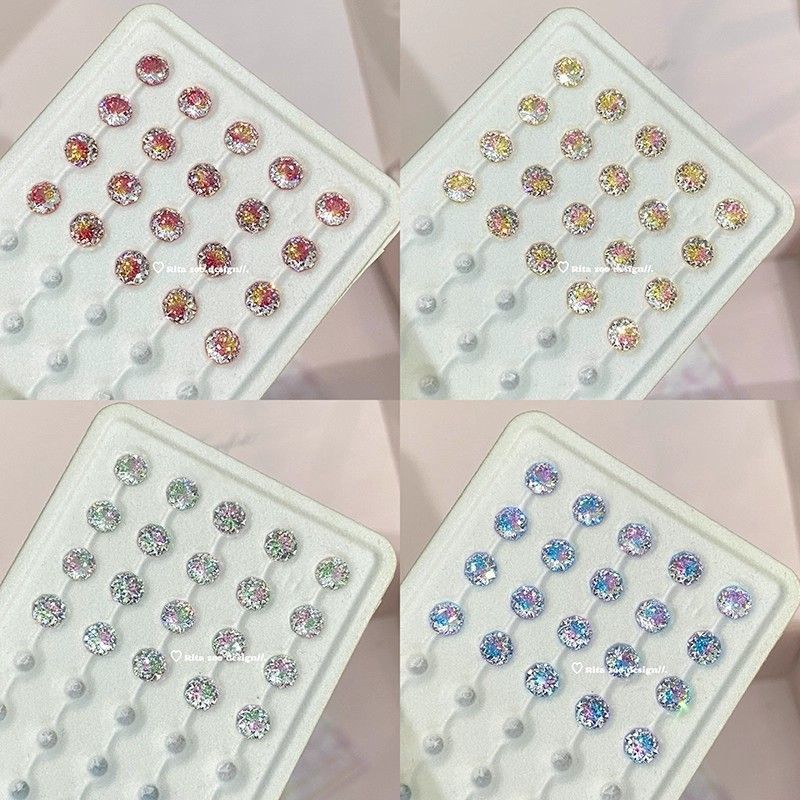 Stunning Ombre Bridal Flash Zircon Titanium Steel Ear Bone Minority Stud Earrings