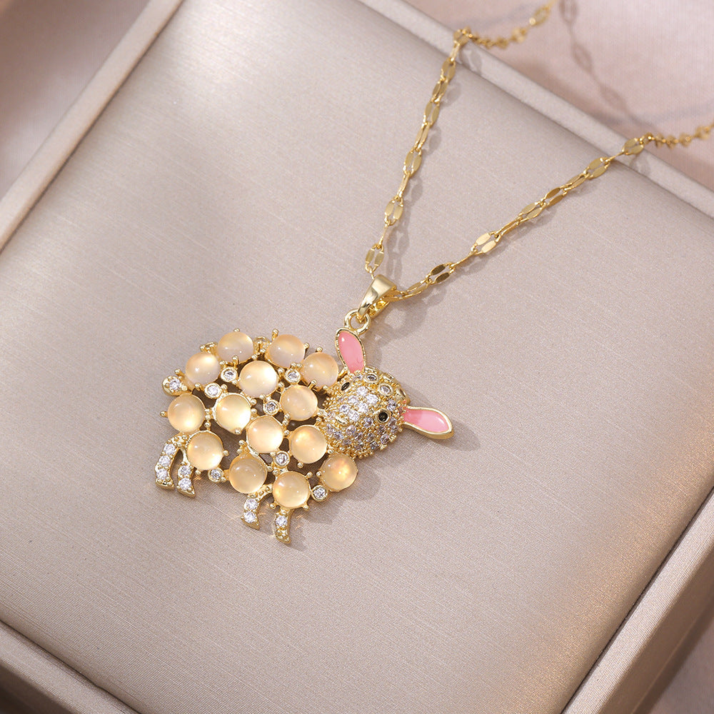 Female Personality Creative Lamb Opal Cute Fun Necklaces