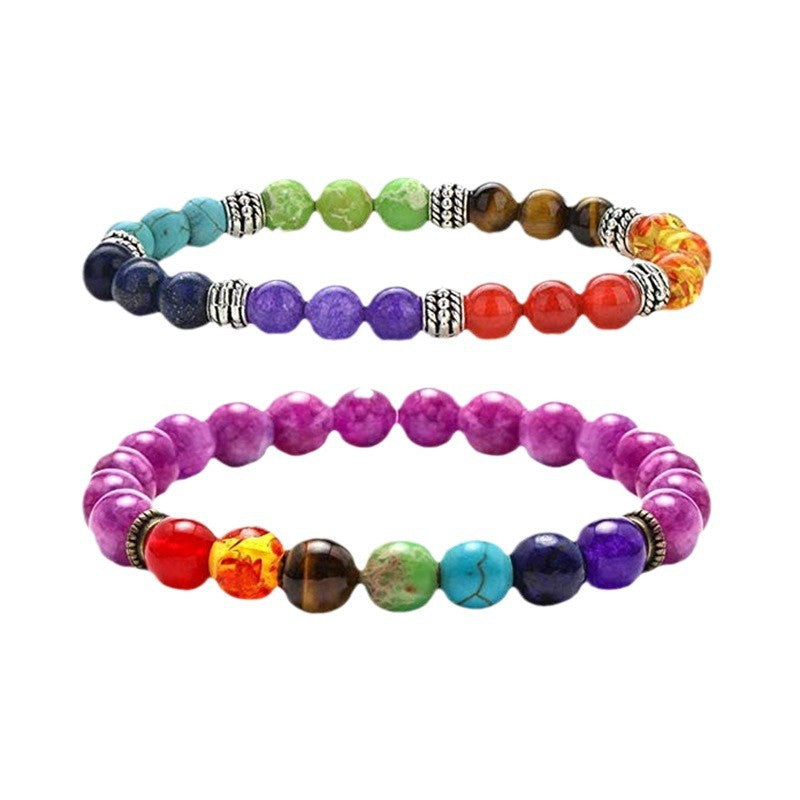 Volcanic Rock Colorful Natural Stone Beads Brace Bracelet