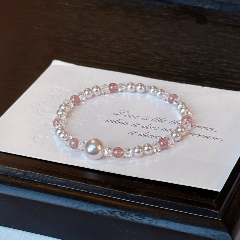 Rose Strawberry Pearl Light Luxury High-grade Female Crystal Bracelets