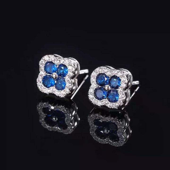Women's Leaf Clover Ear Light Luxury High-grade Flower Stud Earrings