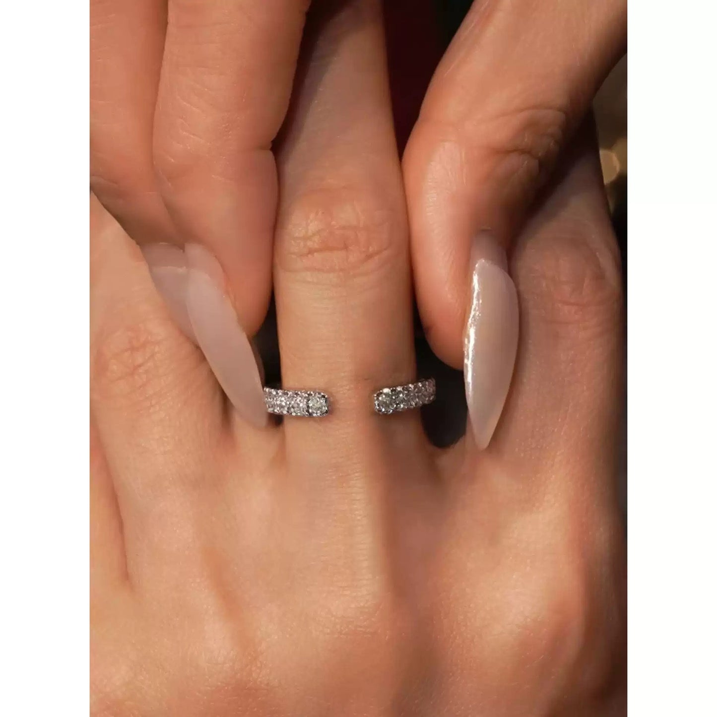Rhinestone Twin Open High Sense Fashion Niche Personality Rings