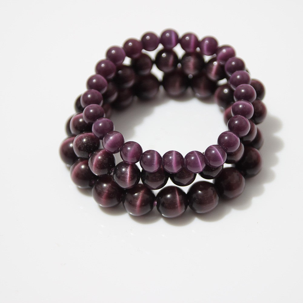Women's Natural Pink Crystal Agate Tiger Eye Bracelet
