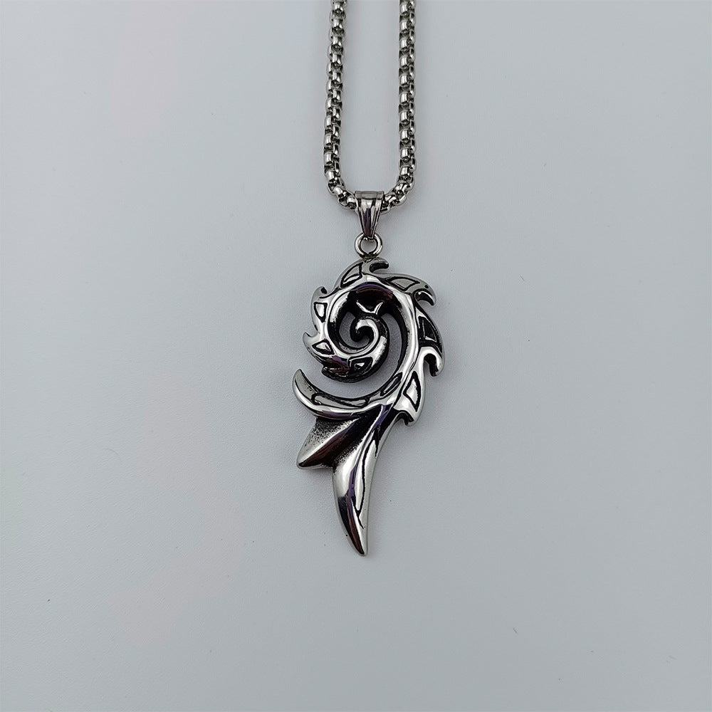 Men's Personality Phoenix Flame Titanium Steel Boys Square Pendants