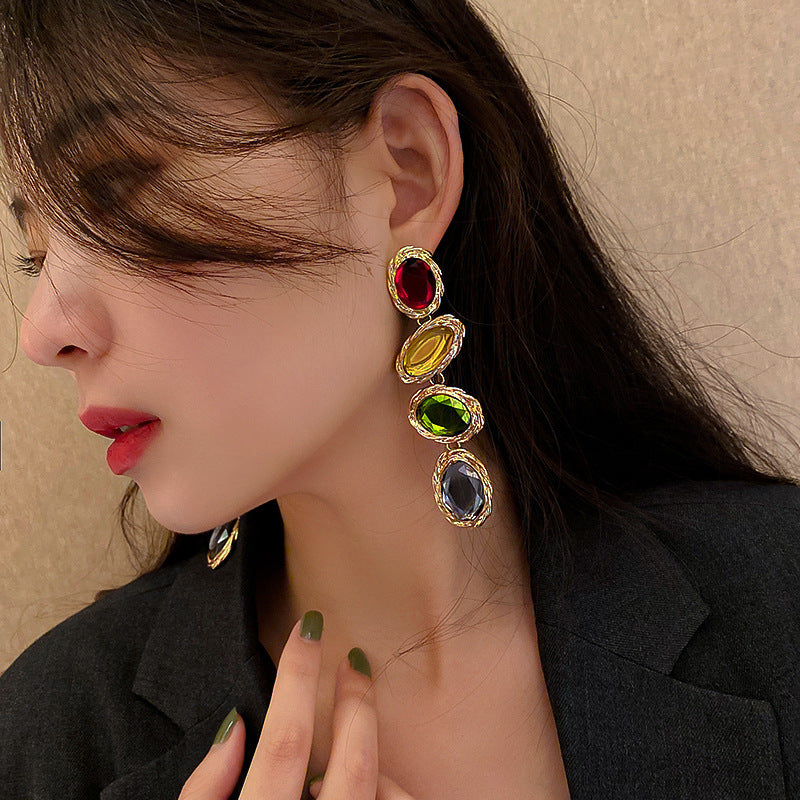 Women's Oval Sier Pin Eardrops Exaggerated Personalized Earrings