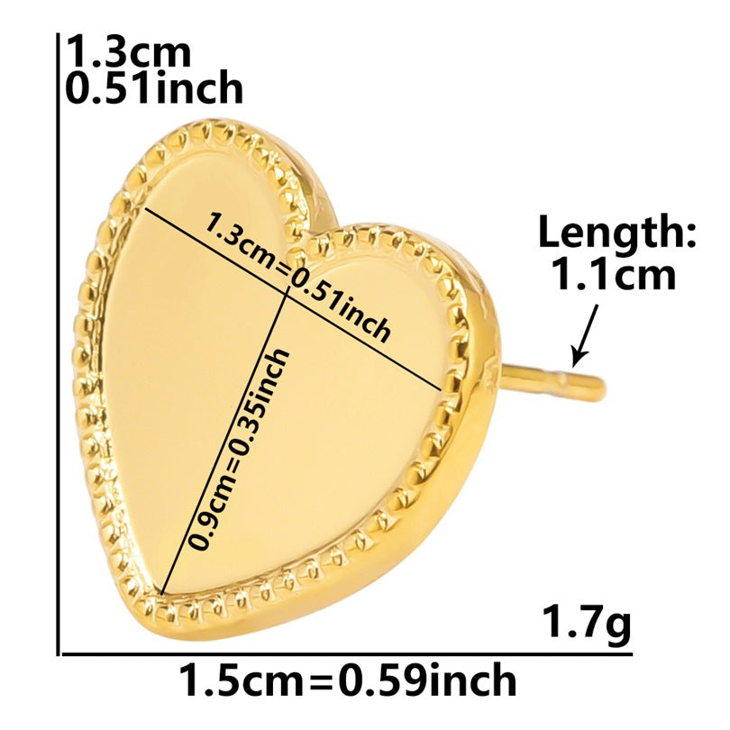 Stainless Steel Heart-shaped Base Support Titanium Piercing Stud Earrings