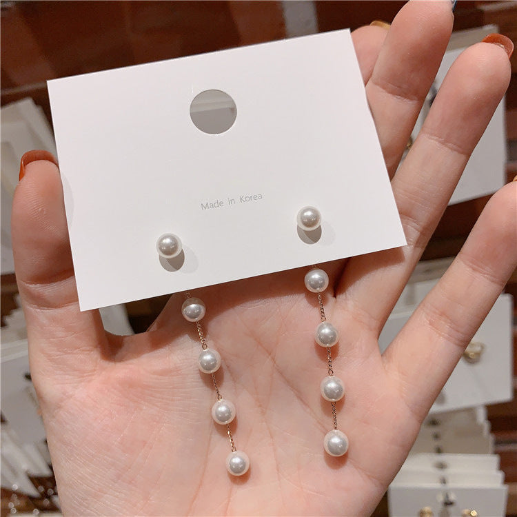 Women's Sier Fashion Elegant Pearl Long Suitable For Earrings