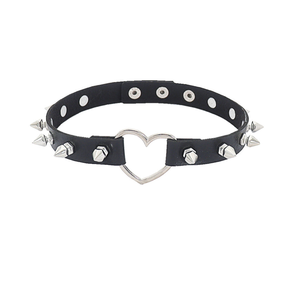 Women's Punk Rivet Leather Personalized Sexy Love Clavicle Necklaces