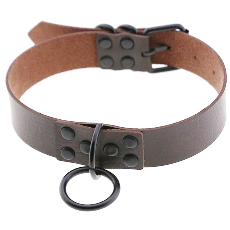 Goth Punk Neckband Fashion All Black Nail O-shaped Collar Necklace