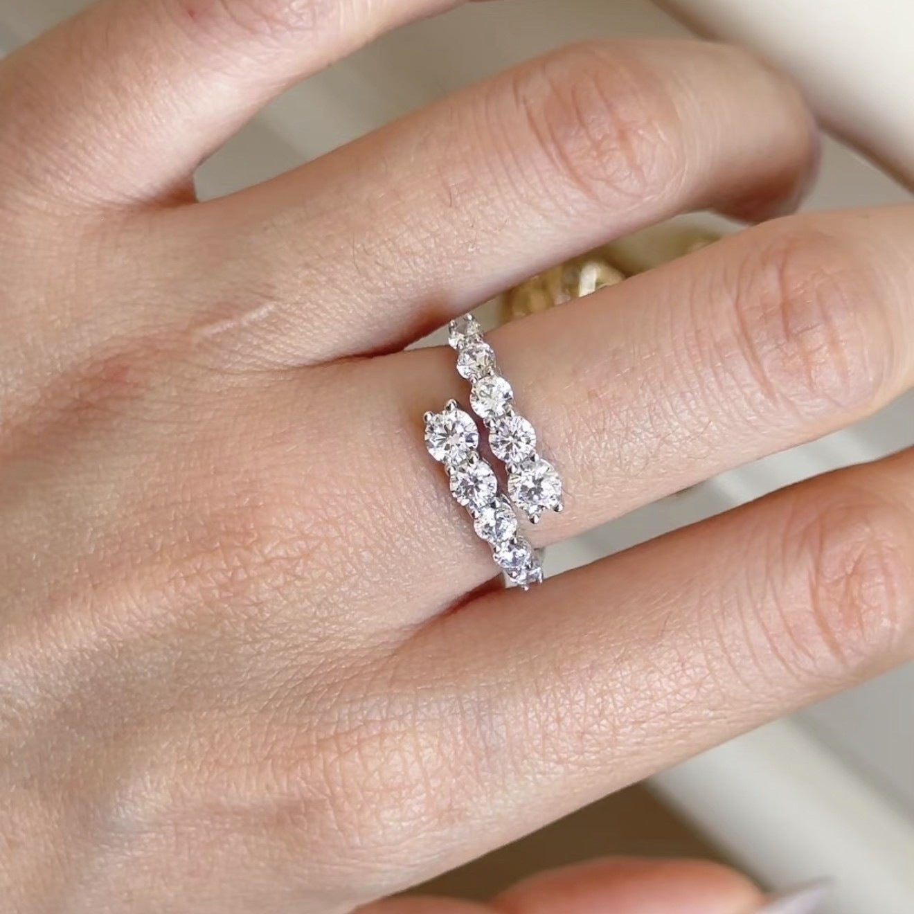 Women's Row Diamond Simple Fashion Opening Adjustable Design Light Luxury High-grade Rings
