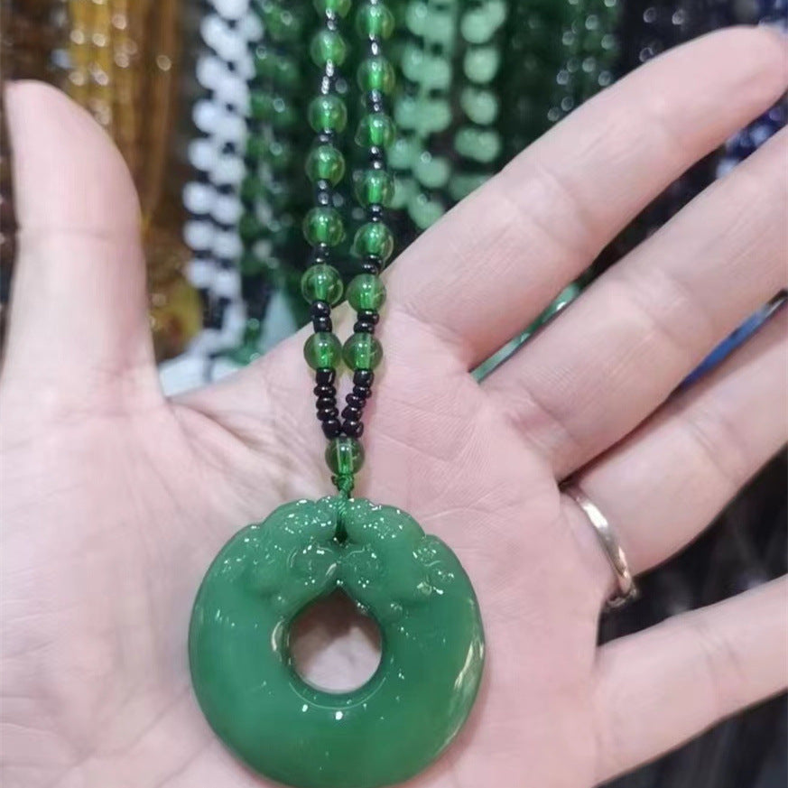 Chain Imitation White Jade Tiger Year Event Drainage Necklace