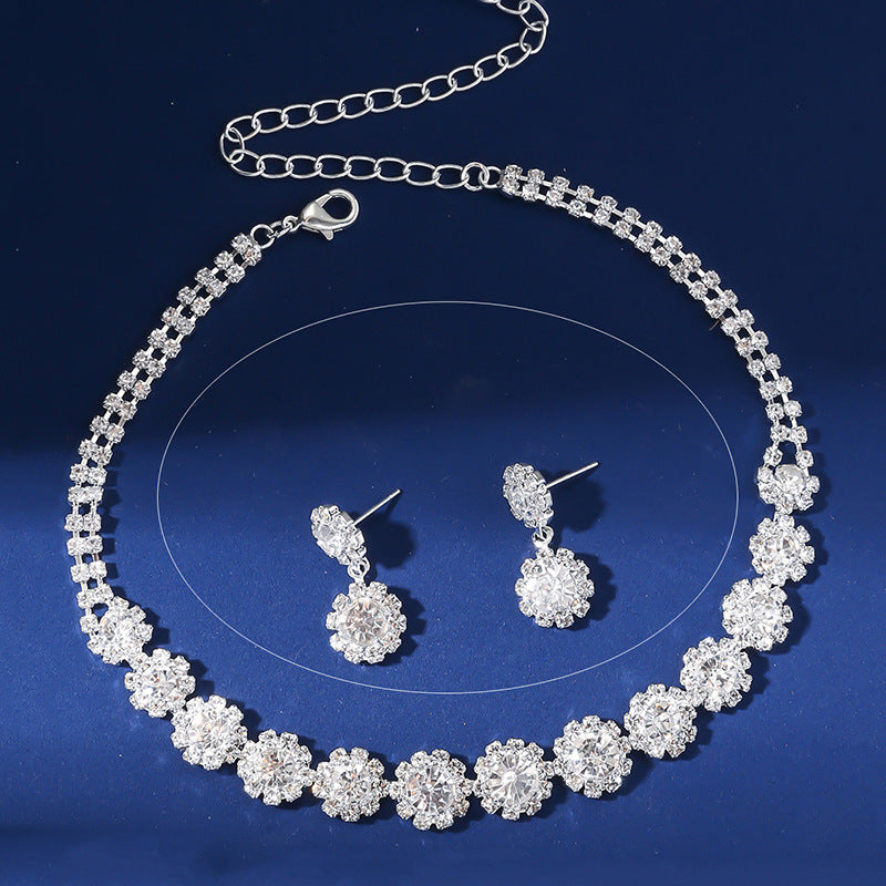 Sexy Full Diamond Rhinestone Flower Suite Fashion Jewelry Set