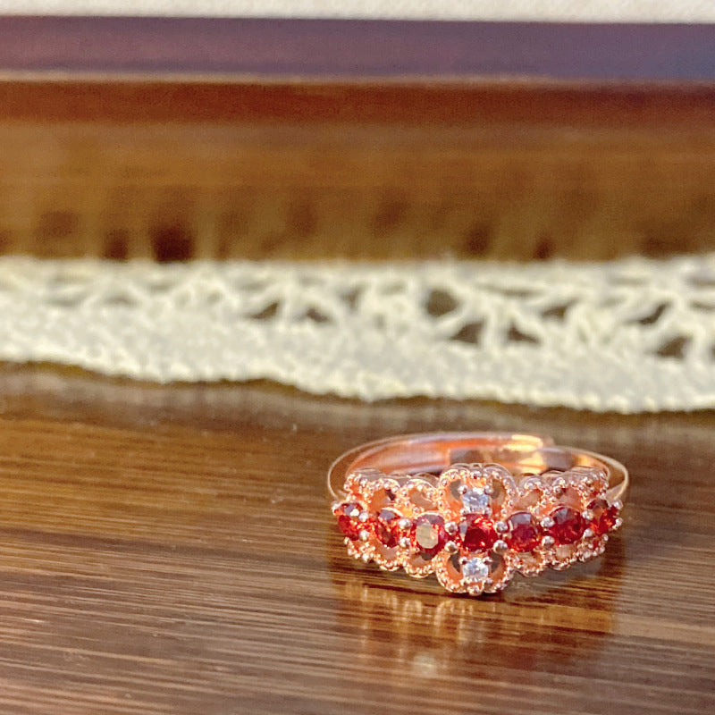 Palace Rose Golden Lace Hollow Open End Expensive Rings