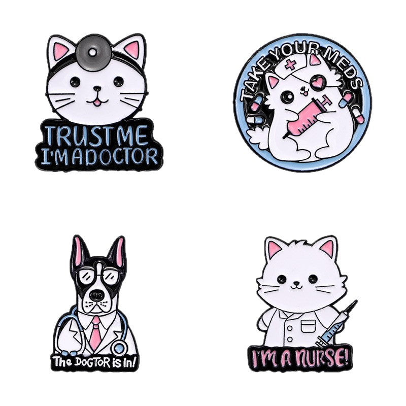 Cats English Style Bag Horse Needle Brooches