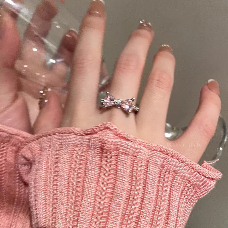 Style Pearl Zircon Butterfly Female Niche High-grade Rings