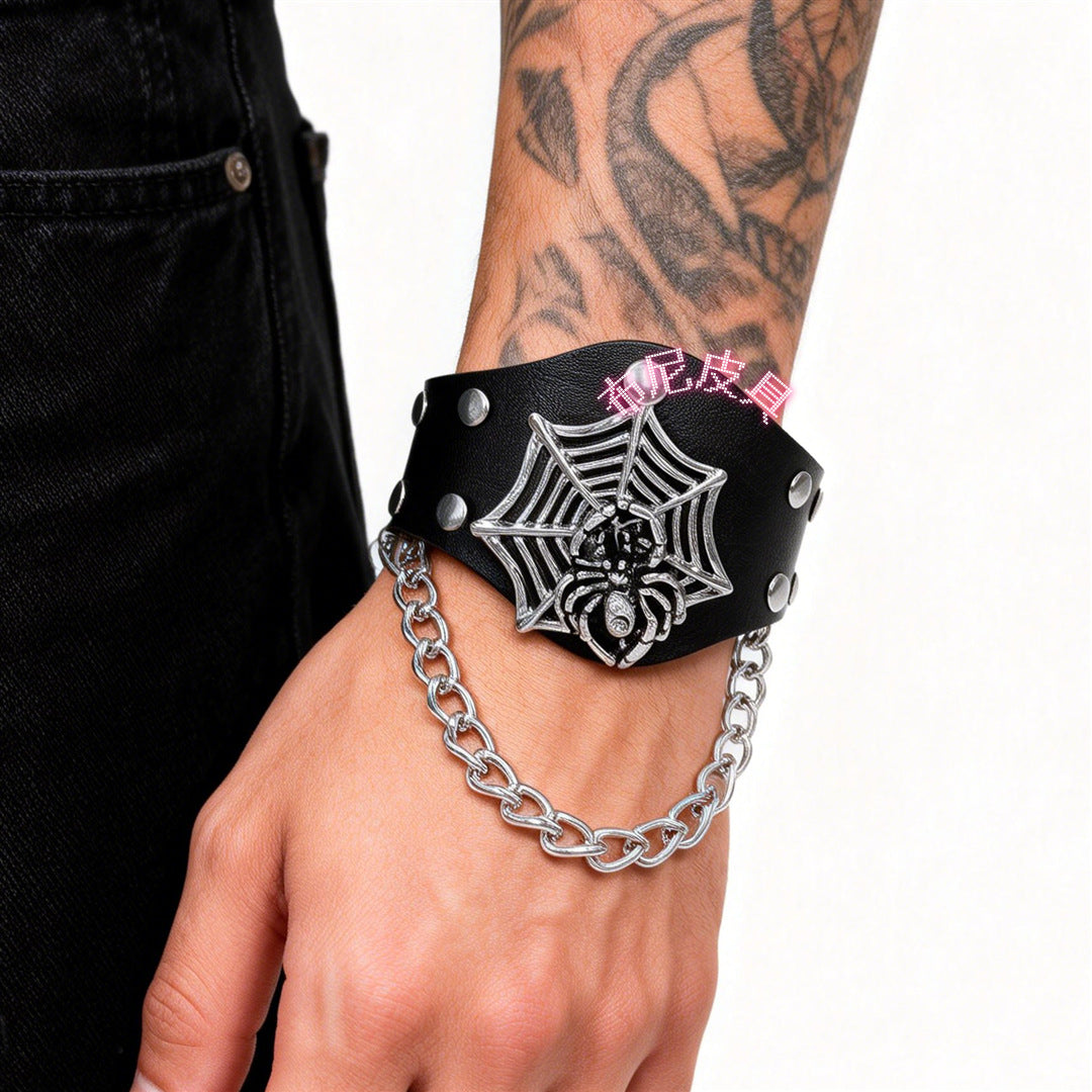 Men's Environmental Protection Leather Vintage Spider Web Chain Bracelets