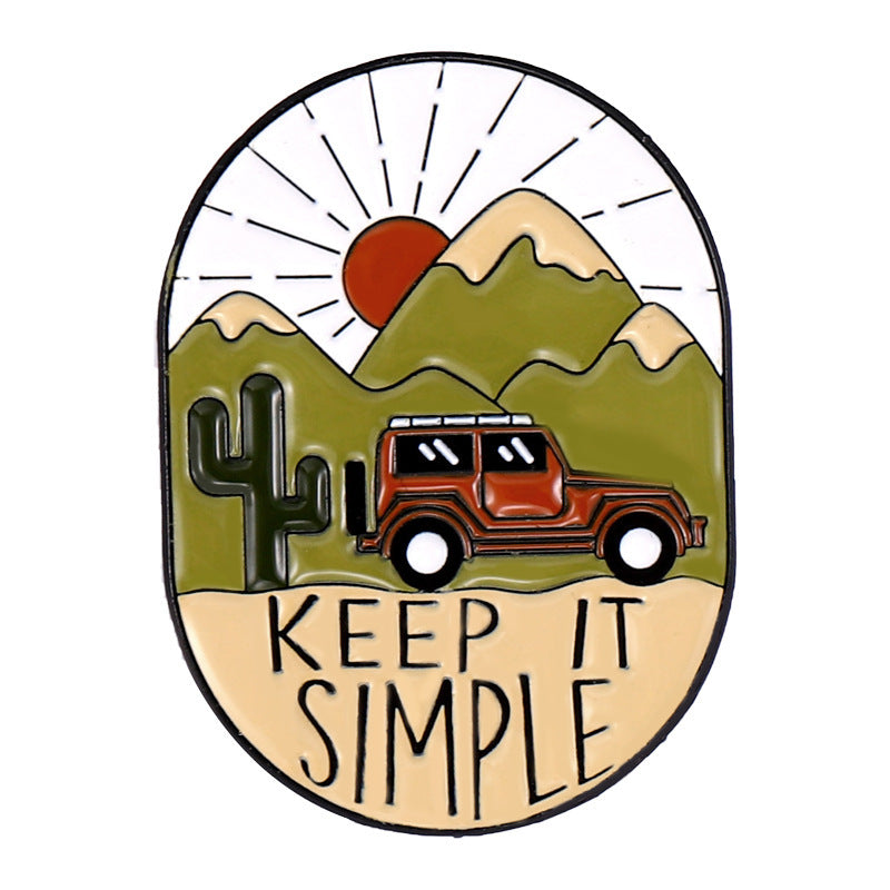Alloy Brooch Signpost Mountains Lakes Metal Brooches
