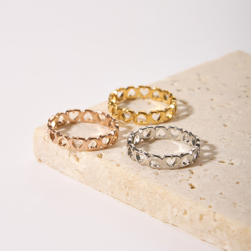Stainless Hollow Love Couple Can't Quit Color Ring