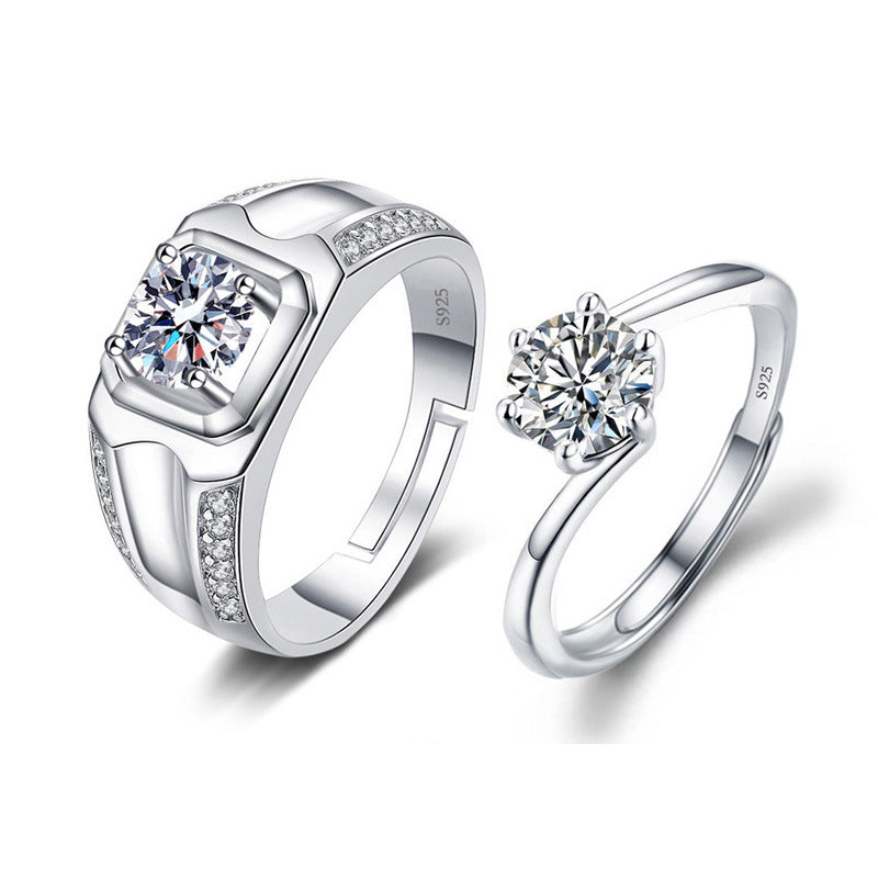 Women's Moissanite Opening Adjustable Man's Proposal Wedding Rings