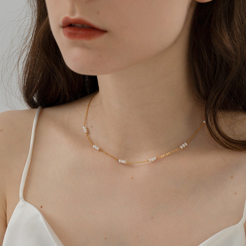 Freshwater Pearl Gold-plated Titanium Steel No Necklace