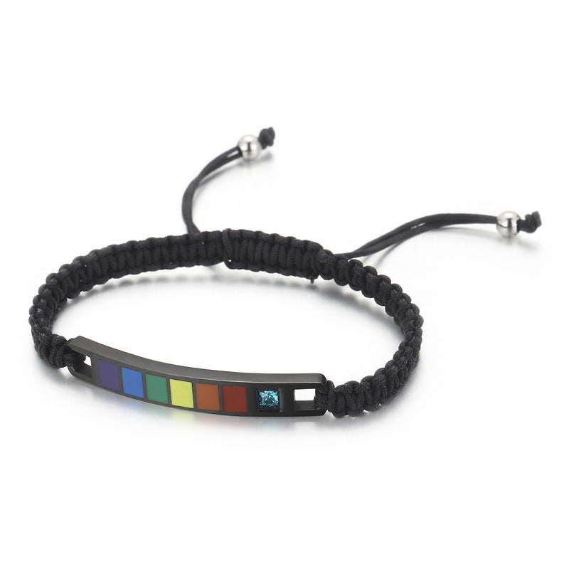 Fashion Stainless Steel Curved Rainbow Personality Titanium Bracelet