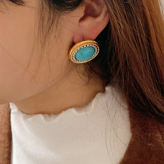 Simple Retro Distressed Metal Edge High-grade Earrings