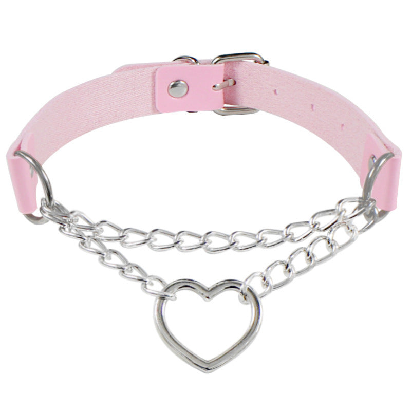 Shaped Chain Neckband Fashion Leather Love Necklaces