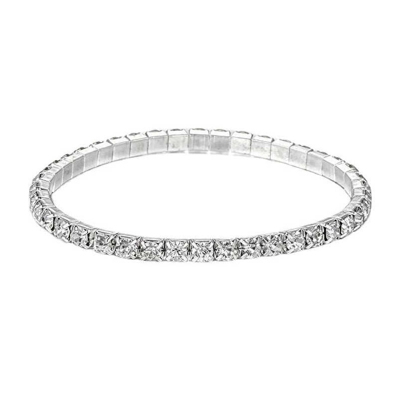 Temperament Single Row Elastic Rhinestone Simple All Match Luxury Bracelets