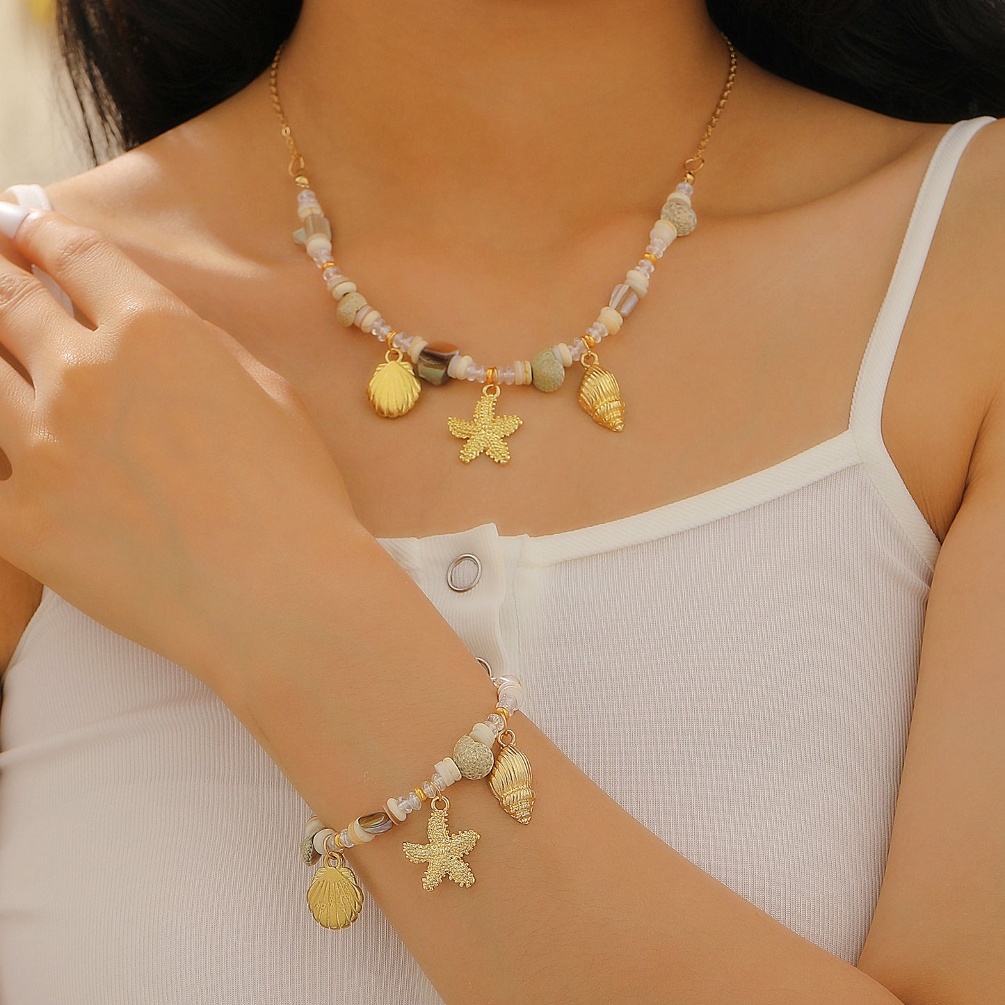 Ocean Style Cartoon Shell Female Bohemian Creative Weaving Turtle Jewelry Set