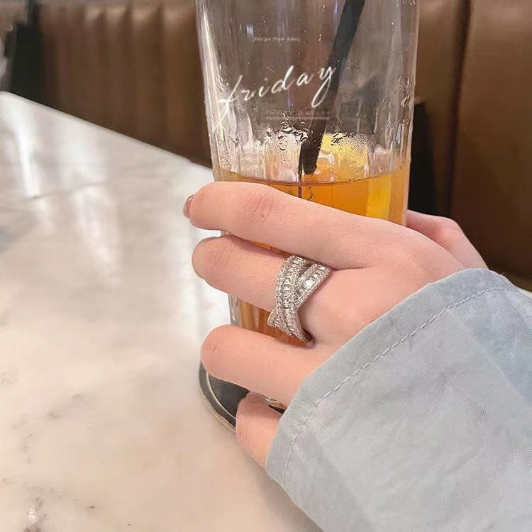 Luxury Fashion Personalized Minority Vintage Zircon Adjustable Opening Index Finger Rings