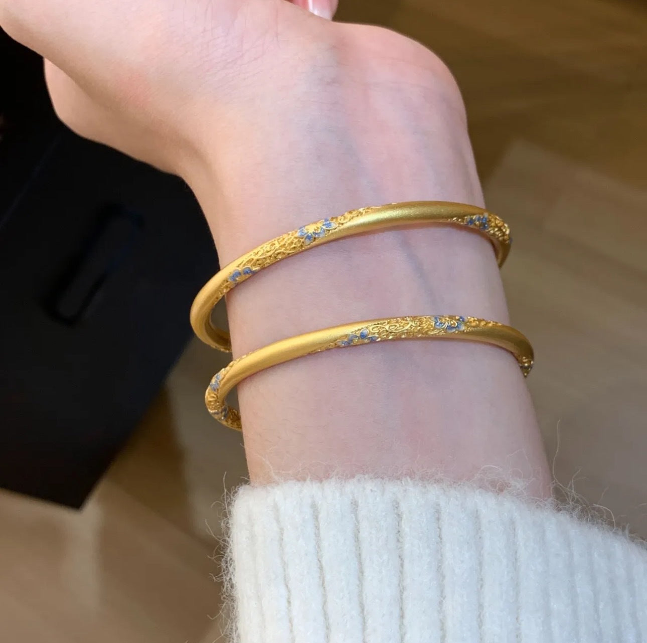 Women's Blue Colorful Enamel Chinese High-grade Design Bracelets