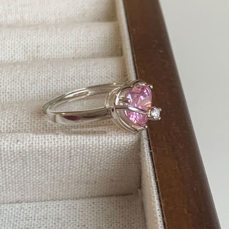 Loving Heart Zircon Female Sweet Cool Rings