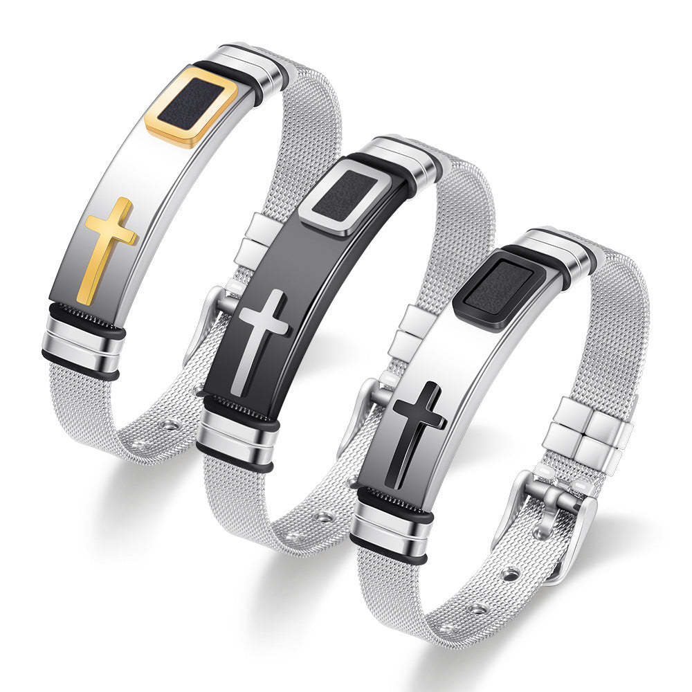 Religious Cross Adjustable Mesh Band Popular Bracelets