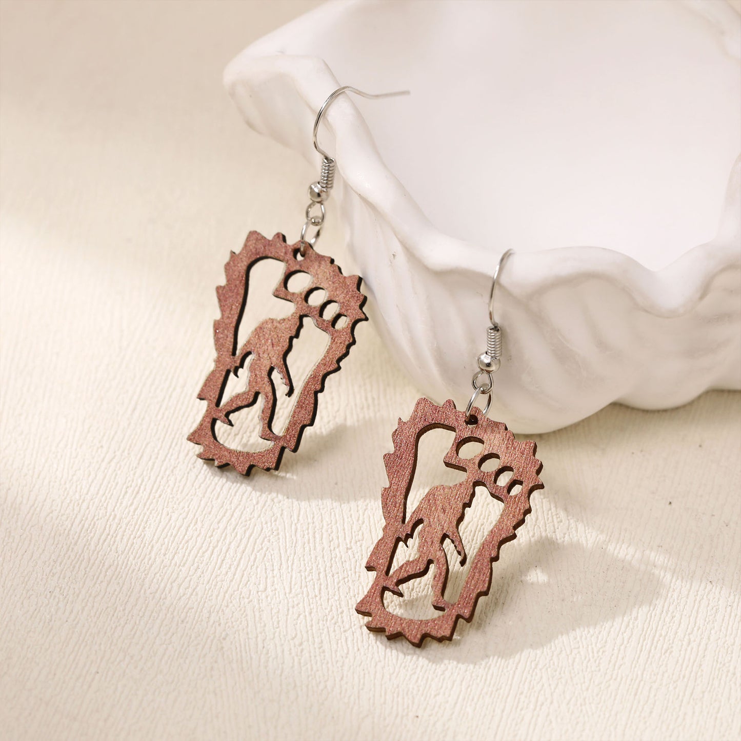 Fully Managed Environmentally Friendly Wooden Retro Personalized Rugby Style Earrings
