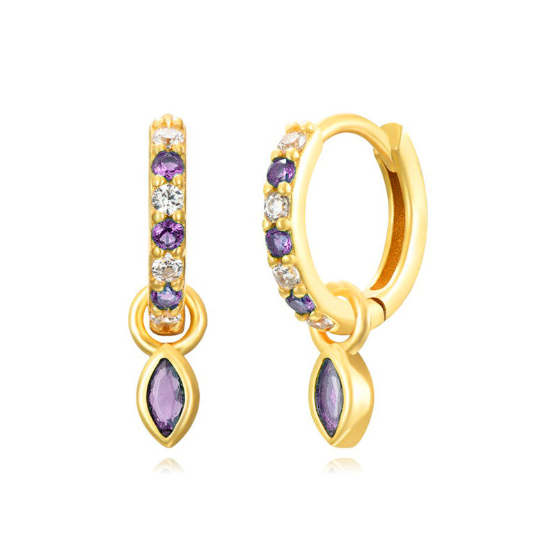 Women's Color Zircon Ear Clip Fashion Geometry Earrings
