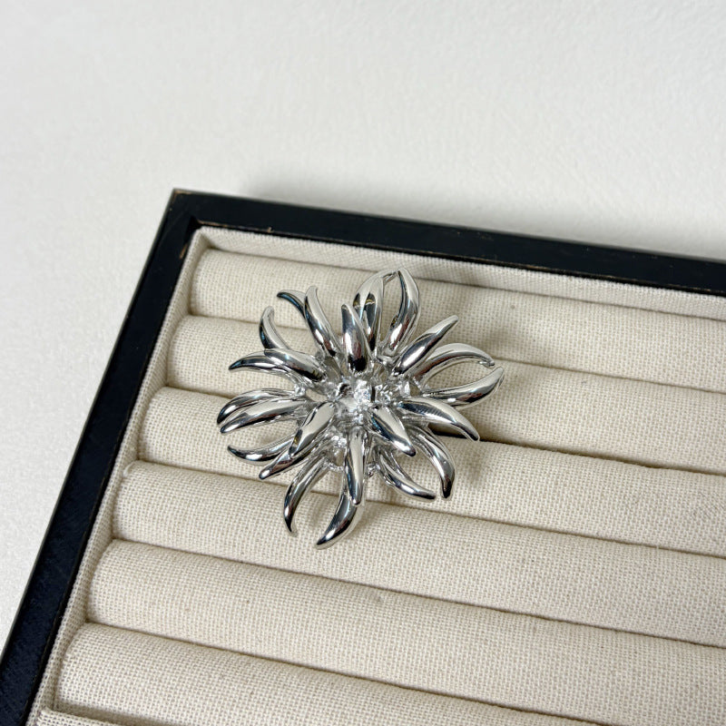 Niche Design Metal Cold Style Fireworks Shape Flower Personalized Rings