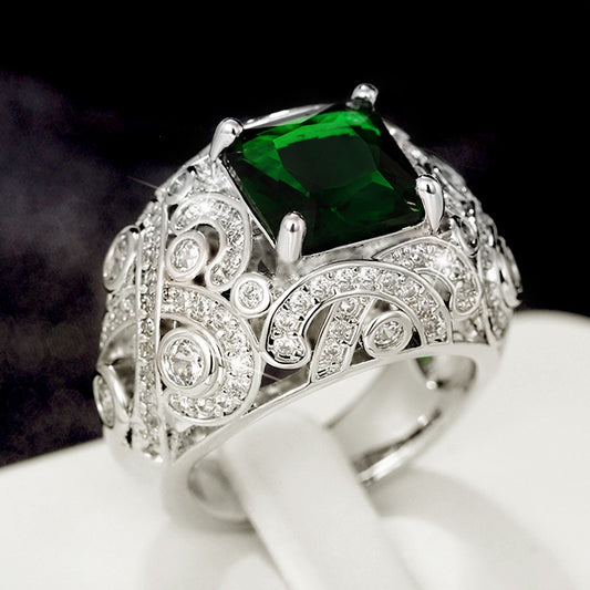 Women's Style Colored Gems High-grade Emerald Design Rings