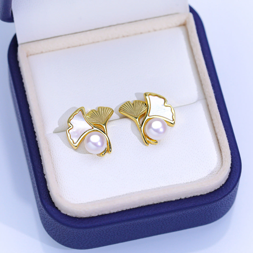 Freshwater Pearl Ear Sier Needle Light Luxury High-grade Fritillary Earrings