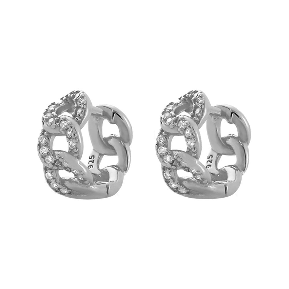 Women's Sier Style Personality Chain Geometric Earclip Earrings