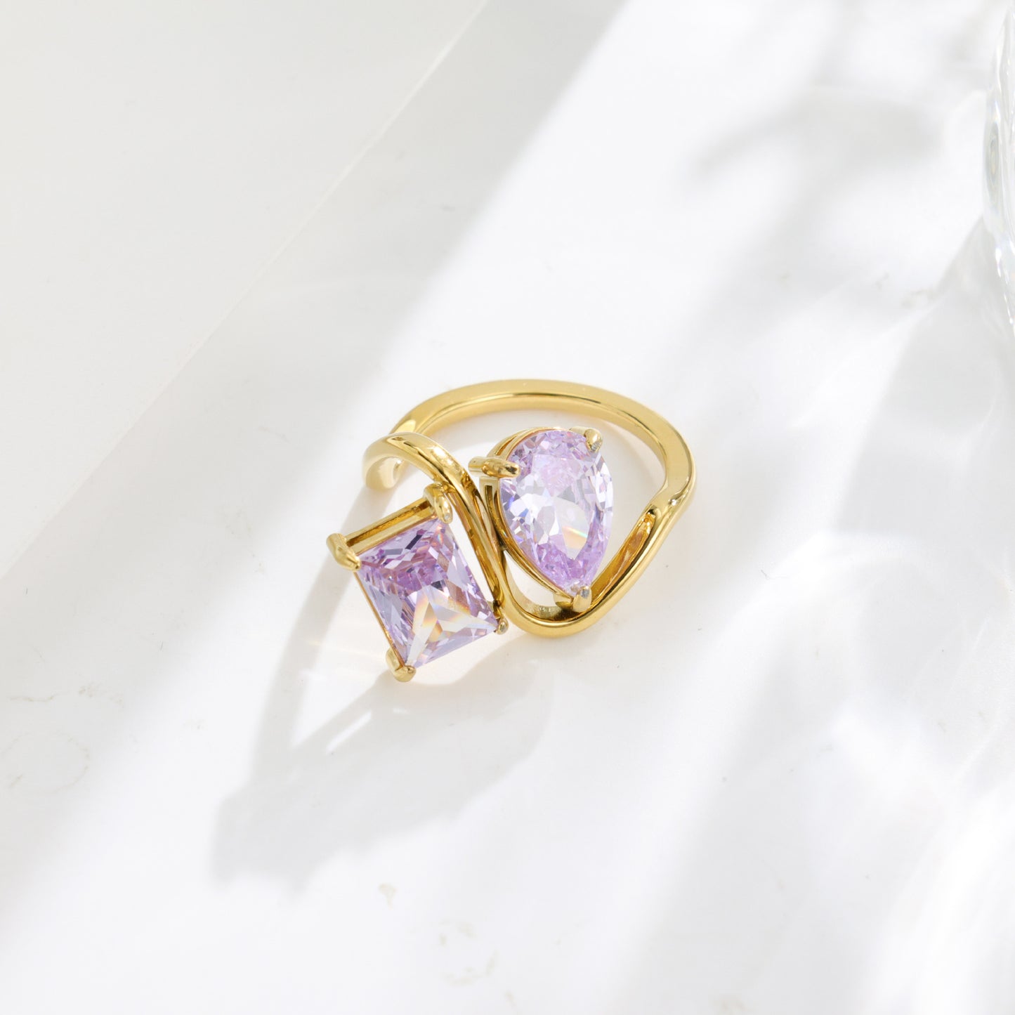 Gift Gemstone Stainless Steel Colored Gems Female Rings