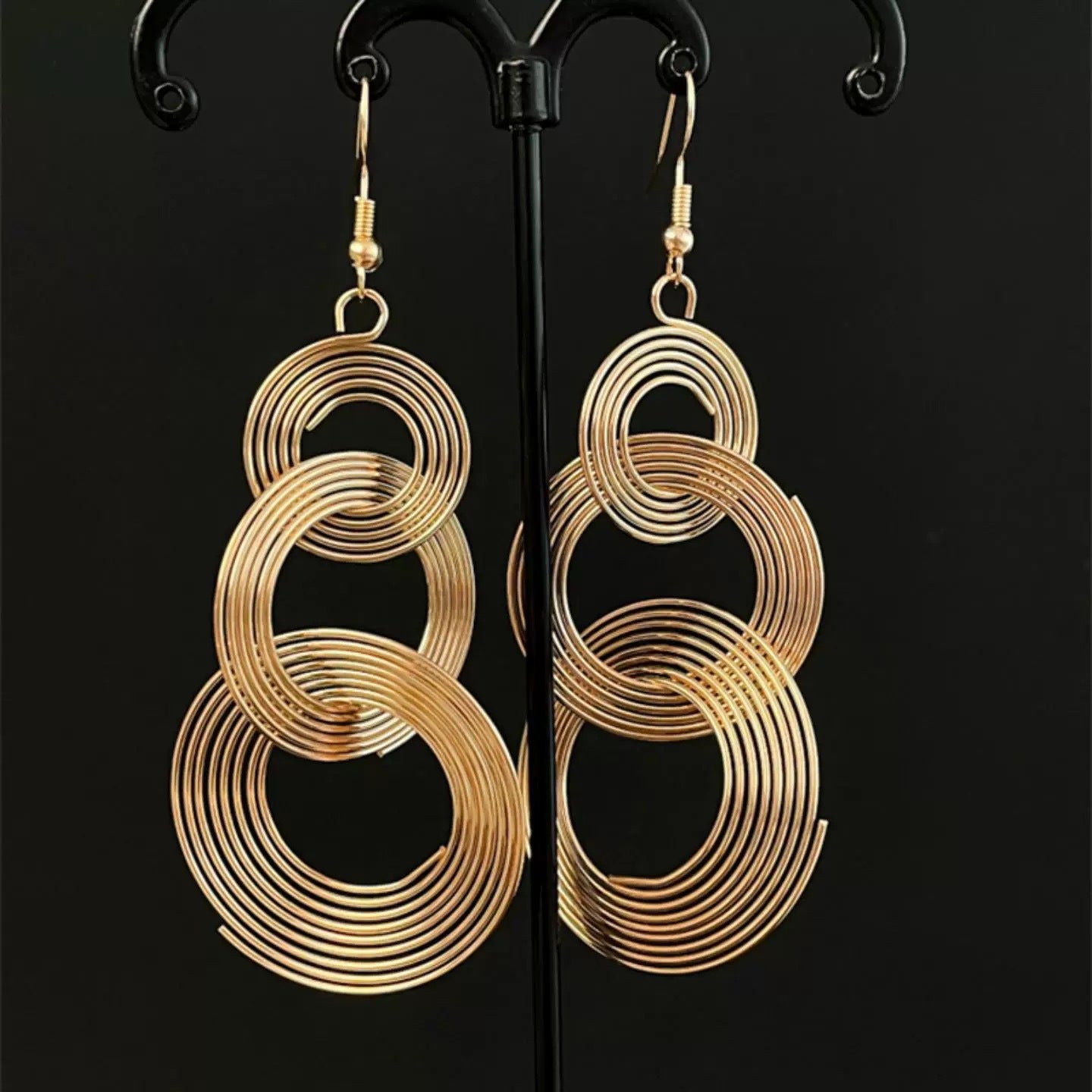 Women's Hollow Geometry Round Winding Exaggerated Niche Unique Earrings