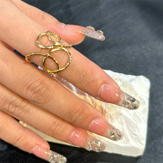 Women's Simple Fashion Line Flower Personality Niche Stainless Steel Design Geometric Rings