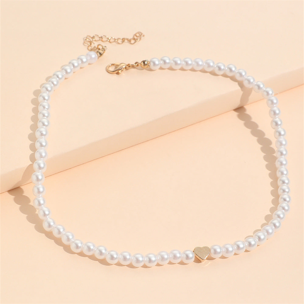 Women's Wind Pearl Heart Stringed Pearls Sweet Cool Cute Necklaces
