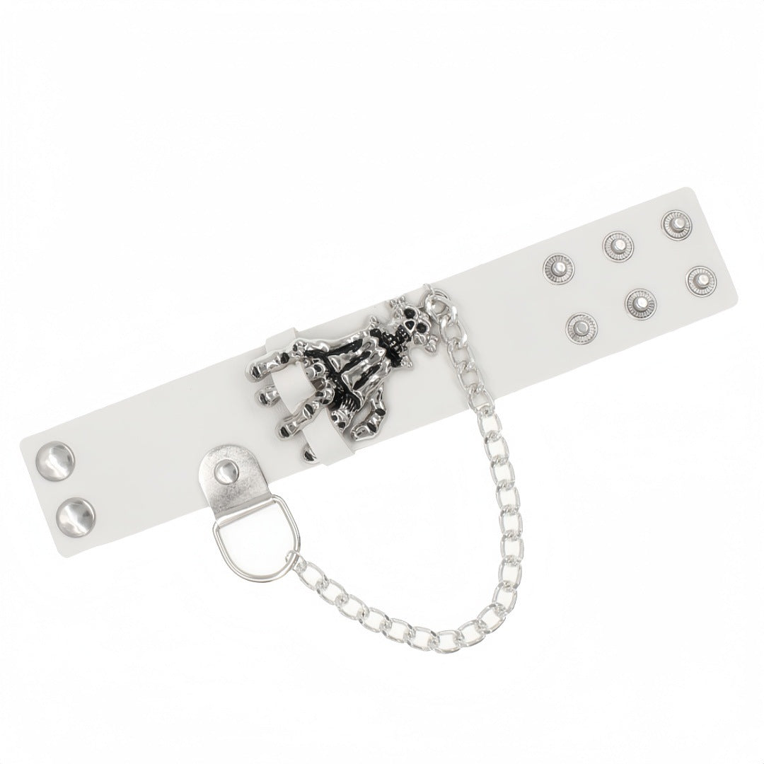 Men's Leather Trendy Cool Retro Skull Ghost Claw Wrist Domineering Exaggerated Rings
