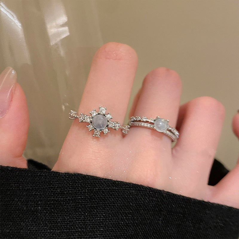 Zircon Female Open Light Luxury High Sense Niche Ring