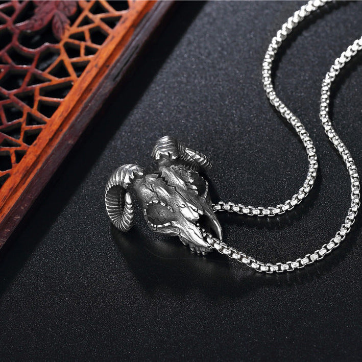 Promotion Sheep Head Skull Titanium Steel Necklaces