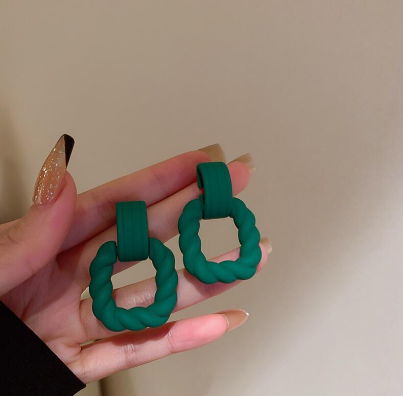 Needle Acrylic Twist Square Patch Graceful Geometric Retro Earrings