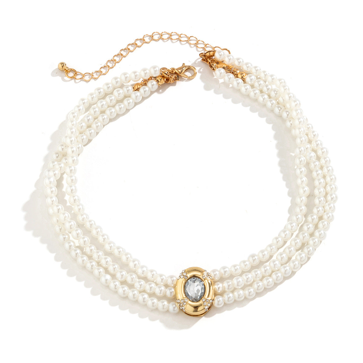 Light Luxury Short Imitation Pearl Turquoise Beaded Ethnic Collar